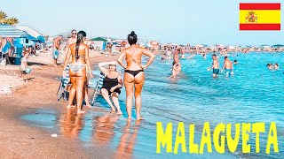 Beach Walking  Summer Spain  Playa Malagueta  Costa del Sol Málaga 4K [upl. by Goldston]