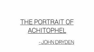 The Portrait of Achitophel  John Dryden  LITERATURES OF THE ENGLISH REVOLUTIONENLIGHTENMENT [upl. by Frederico]