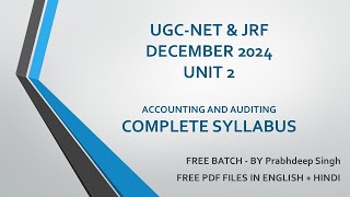 UGC NET DECEMBER 2024 I CLASS –08 I COMMERCE  ACCOUNTING AND AUDITING  02 [upl. by Eetnahs]