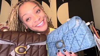 New Coach Tabby Quilted Leather Shoulder Bag 26 MAPLE amp Denim  unboxing  review coach fashion [upl. by Anasxor]