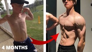 MY NATURAL 4 MONTHS BODY TRANSFORMATION  Skinny to Muscle  MOTIVATION 16 YEARS OLD [upl. by Aivlis]