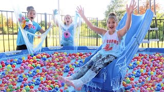 600 GALLONS OF BALL PIT SLIME IN A POOL Elmers What If Mystery Box Challenge [upl. by Brown896]