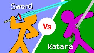 Sword vs Katana Supreme Duelist Stickman Animation  Sticknode Version [upl. by Auhsaj]