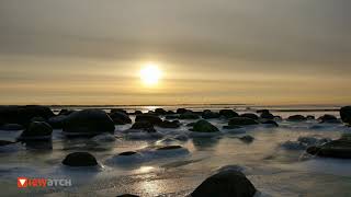 Vereister Strand bei Ebbe  Icy beach at low tide  4K  UHD  Entspannung  Relaxing [upl. by Haimaj]