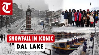 Snowfall in iconic Dal Lake in Srinagar enthralls tourists [upl. by Martijn818]