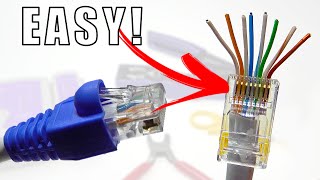 How to Wire Up Ethernet Plugs the EASY WAY Cat5e  Cat6 RJ45 Pass Through Connectors [upl. by Aeneus830]