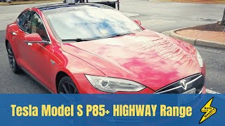 2014 Tesla Model S P85 Range Test on 100 Highway [upl. by Sylram]