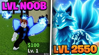 Level 1  2550 With KITSUNE FRUIT quotNoob To Proquot in Blox Fruits Roblox [upl. by Yrrab]