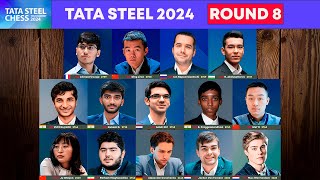 🔴 Round 8  Tata Steel Chess 2024  Ding Nepom Firouzja Giri Pragg Gukesh Abdusattorov Wei Yi [upl. by Risan743]