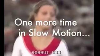 Olga Korbut Uneven Bars with Korbut Flip slow motion replay 1972 Olympics [upl. by Nirok]