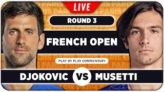 DJOKOVIC vs MUSETTI • French Open 2024 • LIVE Tennis PlaybyPlay Stream [upl. by Karie]