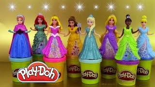 8 Play Doh Magiclip Disney Princesses Pâte à modeler Poupées Magic Clip [upl. by Amadeo757]