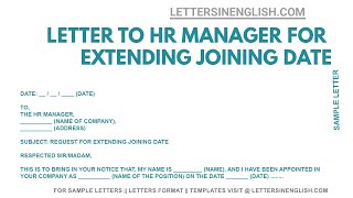 Letter to HR to Extend Joining Date – How To Write a Letter to Extend Joining Date [upl. by Wemolohtrab]