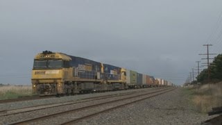 Freight vs Passenger train in parallel run  Australian railways [upl. by Ranice]