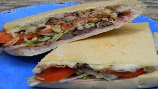 How to make a Boricua style Tripleta SandwichTriple meat sandwich [upl. by Eissen]