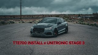 AUDI RS3 TTE700 INSTALL UNITRONIC STAGE 3 WUNIFLEX PART 1 [upl. by Harold376]