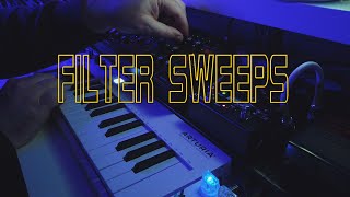 Filter Sweeps Analog Synth with Delay Pedal [upl. by Ardle743]