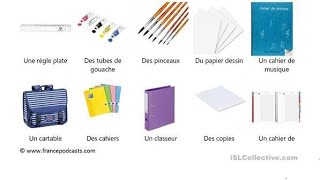 les fournitures scolaires en françaisvocabulaire [upl. by Enelaehs]