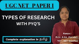 Types of research  UGC NET  TNSET Research Aptitude  in Tamil [upl. by Nydroj]