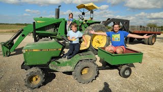 Playing with kids tractors and real tractors in hay and mud compilation  Tractors for kids [upl. by Xeno]