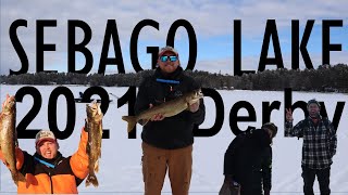 Sebago Lake Ice Fishing Derby 2021 fishing for Maine lake trout [upl. by Trembly]