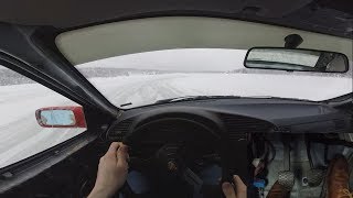 BMW E36  POV Ice Drifting wPedalcam [upl. by Nerval]