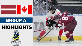 Canada vs Latvia Full Highlights  Group A  2024 IIHF World Junior 12272023 [upl. by Eecart]