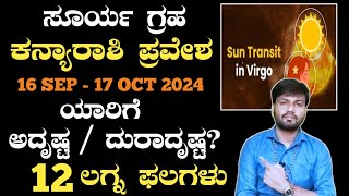 Sun Transit in Virgo 12 Sign l 16th Sep to 17th Oct 2024 l Dr vinay [upl. by Fleisher458]