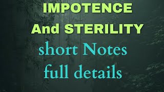 IMPOTENCE AND STERILITY  fmtCauses of Impotency  medicolegal fmt impotence sterility [upl. by Azeel]