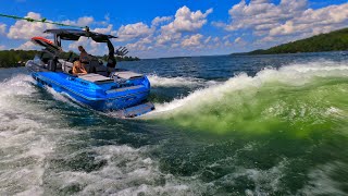 Attempting wakesurf 360’s behind the Supra SV 400 [upl. by Nairred]