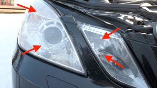 Mercedes W212  How To Change all Headlight Bulbs [upl. by Ruhtracam]