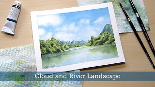 Riverscape Watercolor Painting Process [upl. by Bosch]