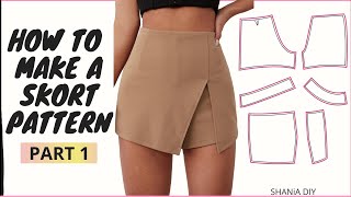 How to Make a Sewing Pattern for a Skort with a Slit Front  SHANiA DIY [upl. by Osborn532]