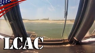 US Navy Hovercraft LCAC Cockpit View Exits Well Deck amp Beach Landing  エア･クッション型揚陸艇LCACの操縦席映像 [upl. by Ennairod]