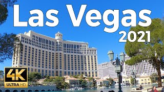 Las Vegas Strip Walking Tour 2021 4k Ultra HD 60fps – With Captions [upl. by Llydnek]