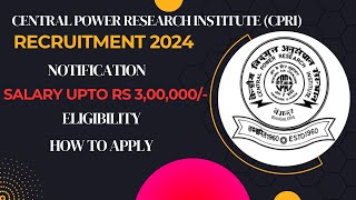 CPRI Recruitment 2024 Check Post Eligibility amp How to Apply  Career Connect  latest Recruitment [upl. by Niatsirhc]