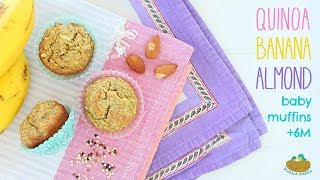 Quinoa Banana Almond Baby Muffins  Vegan recipe 6M [upl. by Streetman]