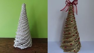 Jak zrobić choinkę z papierowej wikliny wicker paper christmas tree [upl. by Aihsemaj]