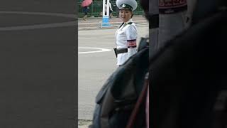 Norrth Korean Traffic Lady Sees Friends and Breaks Character [upl. by Matias]