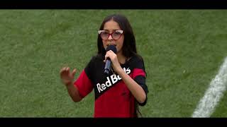 National Anthem by 13yr old Mia Soleil Sanchez at Red Bulls Arena  62924 [upl. by Nnaeirrac]