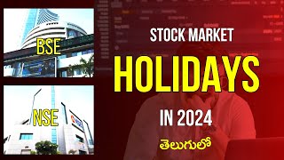 Stock Market Holidays 2024 In Telugu  Stock Market Holiday List 2024 In Telugu  Stock Market News [upl. by Quickel]