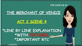 Merchant of Venice Act 2 scene 4 easiest explanation  ICSE  pictures  RTC [upl. by Trebmal583]