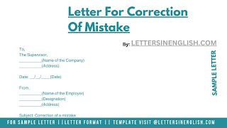 Letter For Correction Of Mistake  Mistake Correction Sample Letter [upl. by Beach587]