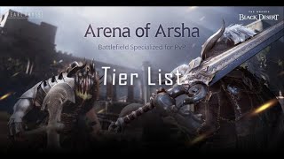 BDO Arena of Arsha PvP Tier List  2v2 3v3 PreReworks [upl. by Atipul]