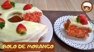 BOLO DE MORANGO COM GELATINA  MIL DELÍCIAS NA COZINHA [upl. by Dolloff]