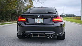 BMW M2 VRSF Catless Downpipe with M Performance Exhaust Sound Start Up Revs amp Flybys [upl. by Gruchot896]