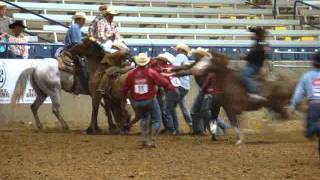 Clovis Ranch Rodeo Bronc Riding Wreck [upl. by Sladen]