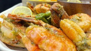 Gambas 🦐 Langouste 🦞grosse crevette 🍤 sauté avec une Salade Chaude [upl. by Eillen]