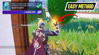 Imbue yourself with the power of the Banana of the Gods in different matches  Fortnite Week 4 Quest [upl. by Nauwtna]