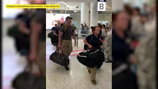 US firefighters met with applause arriving at Australia airport to help battle wildfires  ABC7 [upl. by Vi]